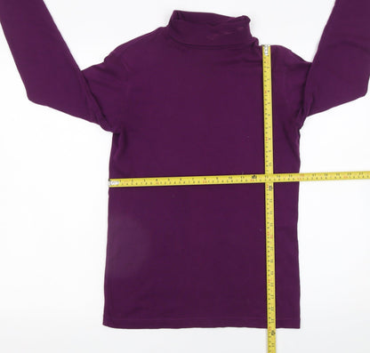Womens UK Size S Cotton Traders Purple Basic T-Shirt