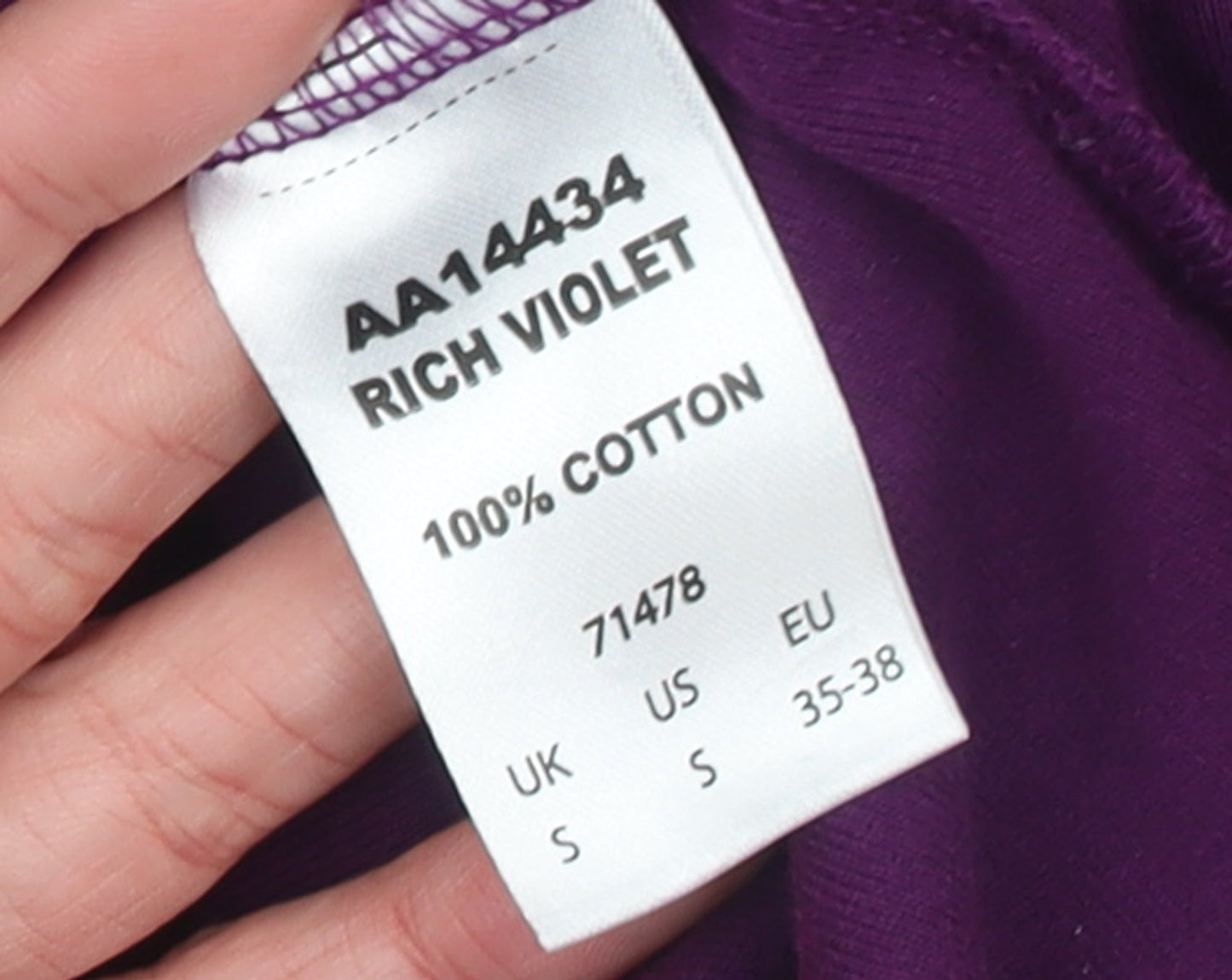 Womens UK Size S Cotton Traders Purple Basic T-Shirt