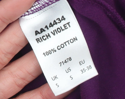 Womens UK Size S Cotton Traders Purple Basic T-Shirt