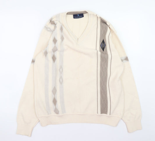 Mens UK Size M Pierre Sangan Beige Pullover Jumper