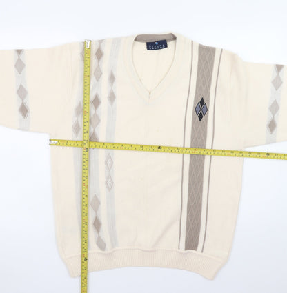 Mens UK Size M Pierre Sangan Beige Pullover Jumper