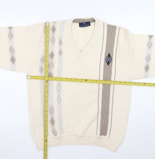 Mens UK Size M Pierre Sangan Beige Pullover Jumper