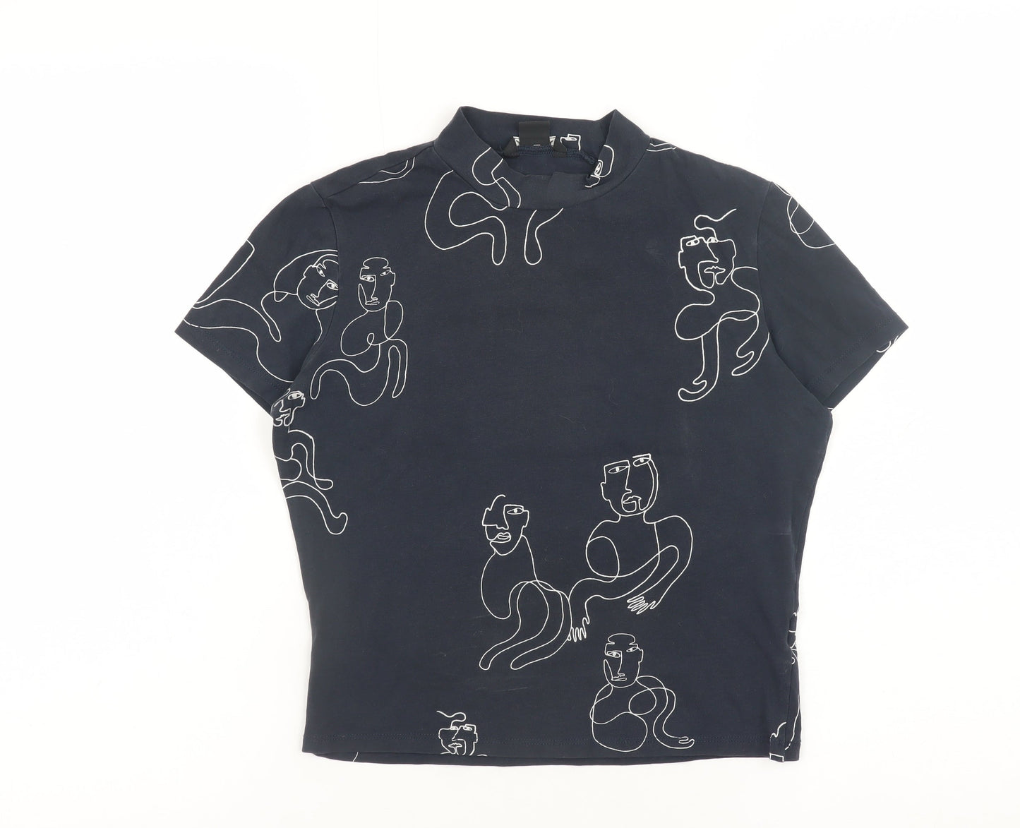 Womens UK Size S Monki Blue Basic T-Shirt