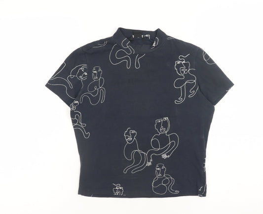 Womens UK Size S Monki Blue Basic T-Shirt