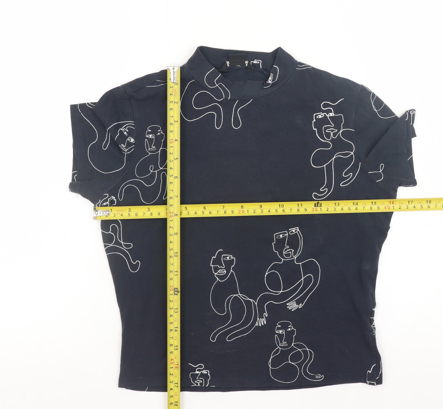 Womens UK Size S Monki Blue Basic T-Shirt