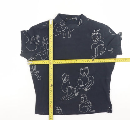 Womens UK Size S Monki Blue Basic T-Shirt