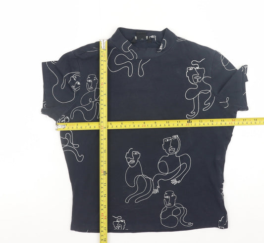 Womens UK Size S Monki Blue Basic T-Shirt