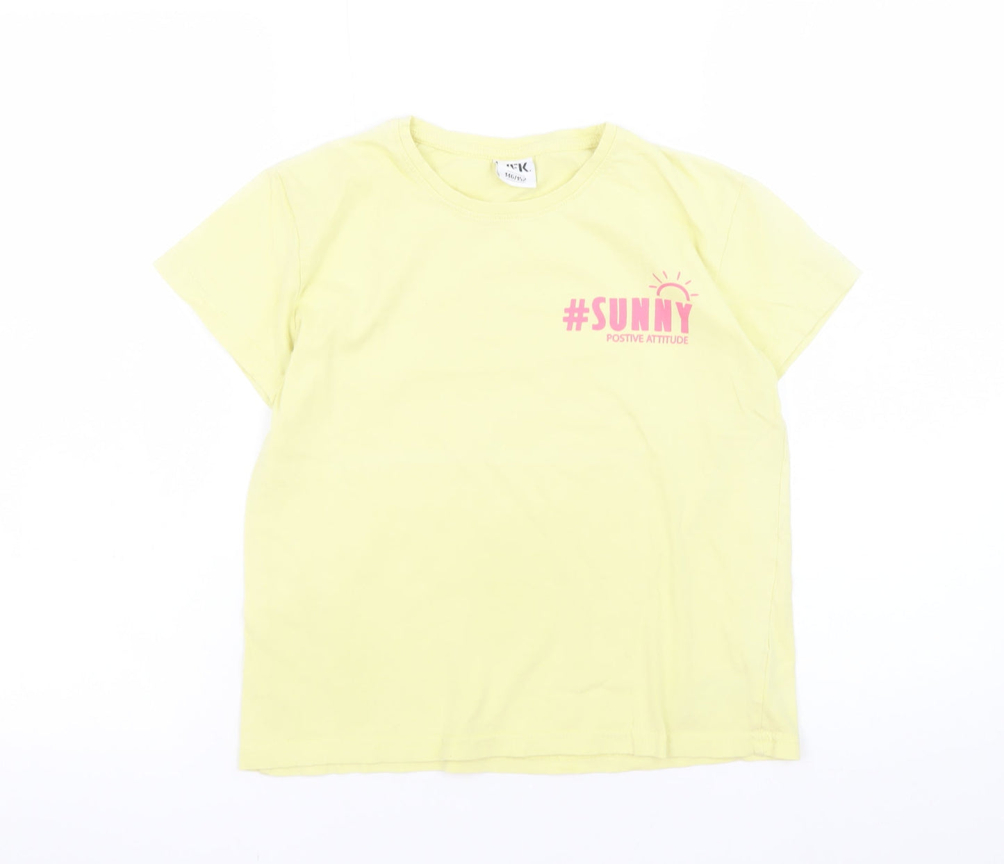 Teens UK Size 12 YFK Yellow Basic T-Shirt