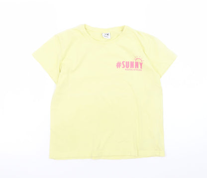Teens UK Size 12 YFK Yellow Basic T-Shirt