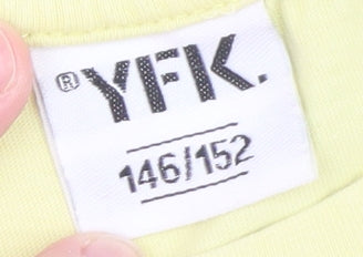 Teens UK Size 12 YFK Yellow Basic T-Shirt
