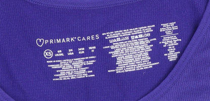 Womens UK Size XS Primark Purple Cropped T-Shirt