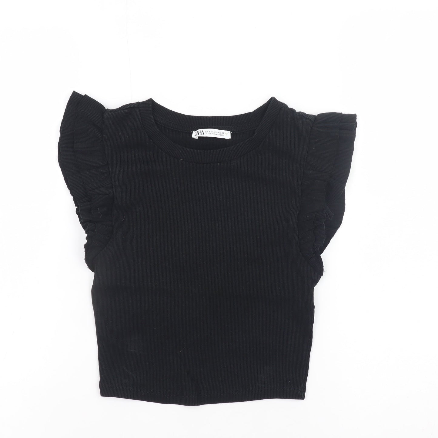Womens UK Size S Zara Black Cropped T-Shirt