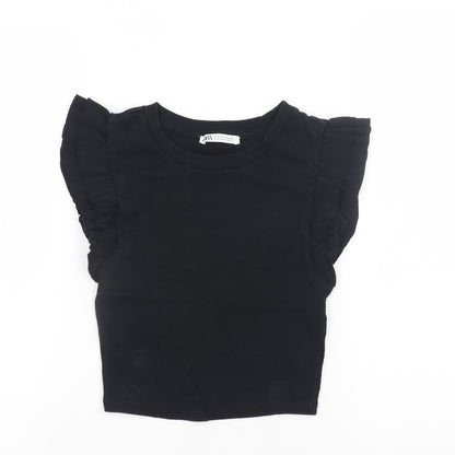 Womens UK Size S Zara Black Cropped T-Shirt