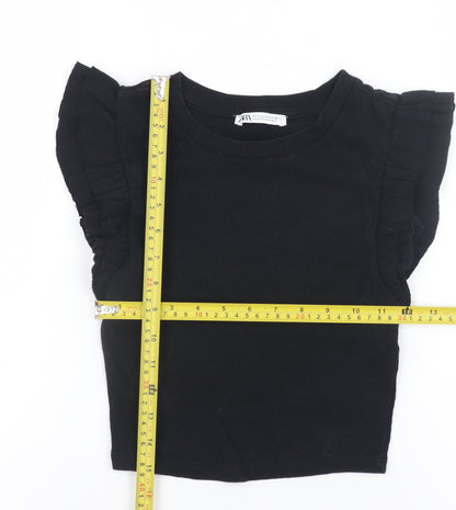 Womens UK Size S Zara Black Cropped T-Shirt
