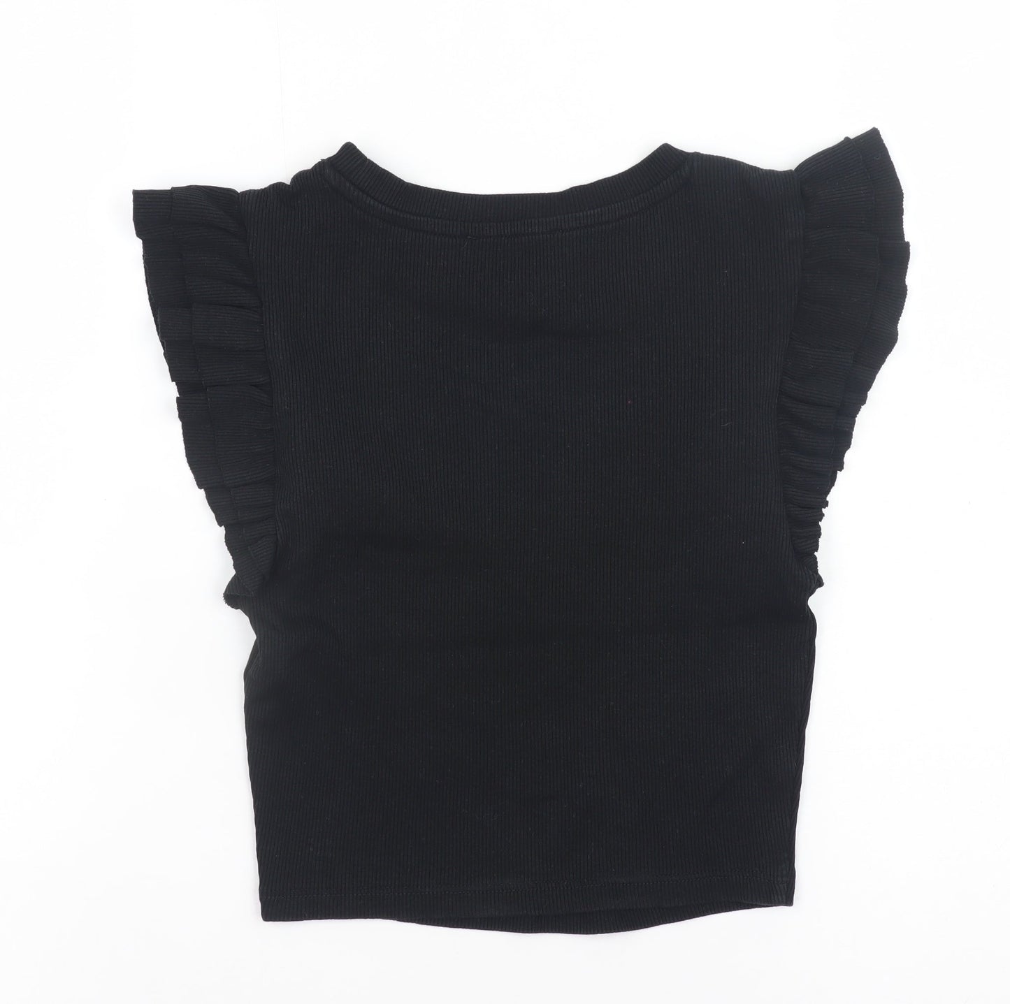 Womens UK Size S Zara Black Cropped T-Shirt