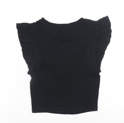 Womens UK Size S Zara Black Cropped T-Shirt