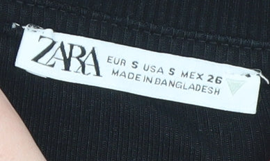 Womens UK Size S Zara Black Cropped T-Shirt