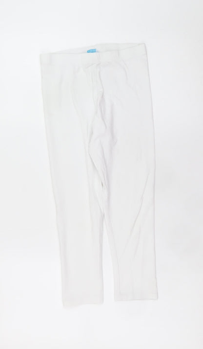 Primark Girls White 11-12 Years Ankle Leggings Cotton Stretch Comfort