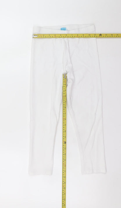 Primark Girls White 11-12 Years Ankle Leggings Cotton Stretch Comfort