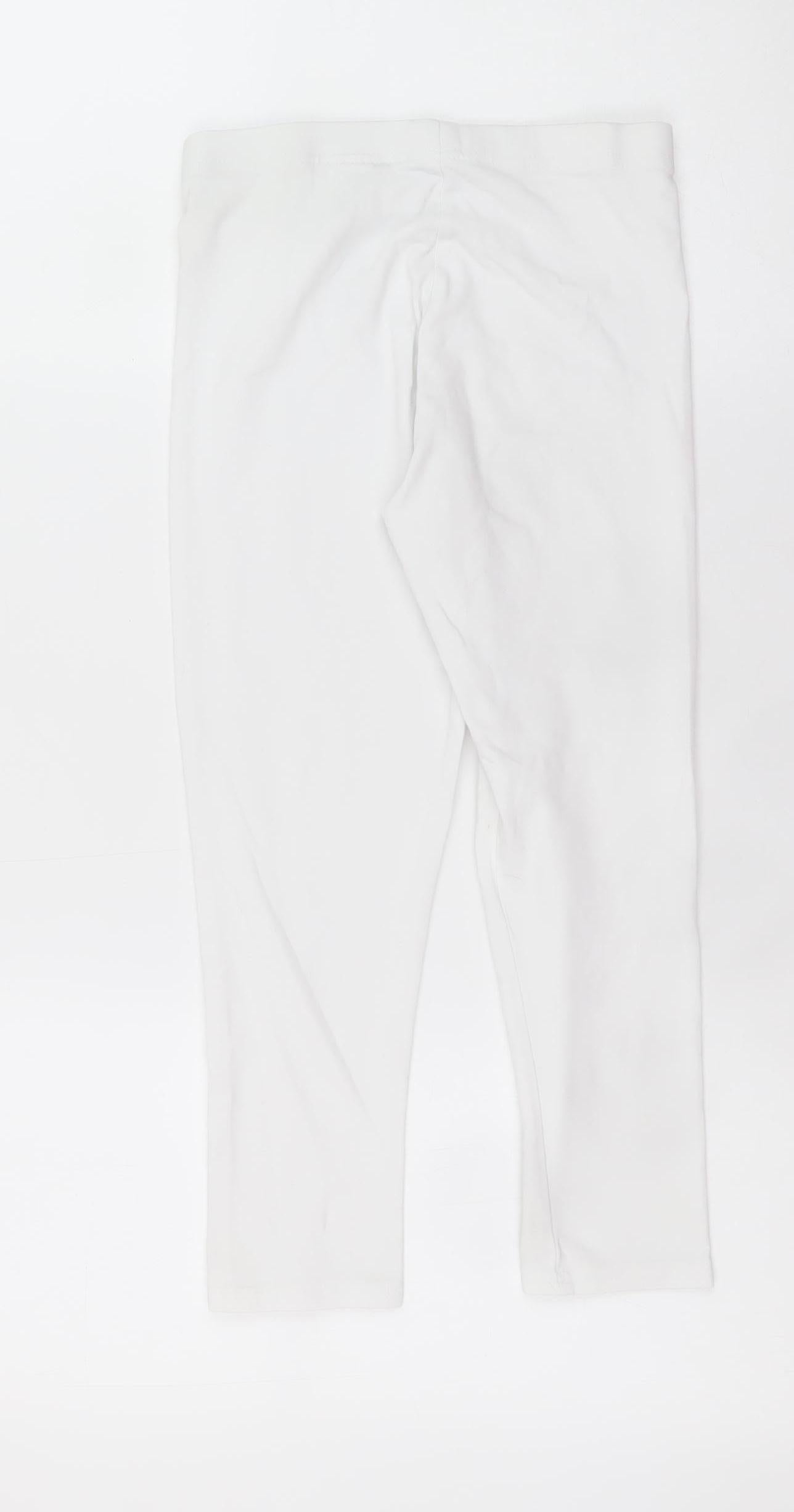 Primark Girls White 11-12 Years Ankle Leggings Cotton Stretch Comfort