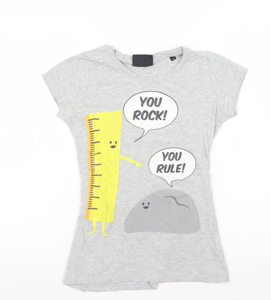 Girls UK Size S What’s Today? Grey Basic T-Shirt