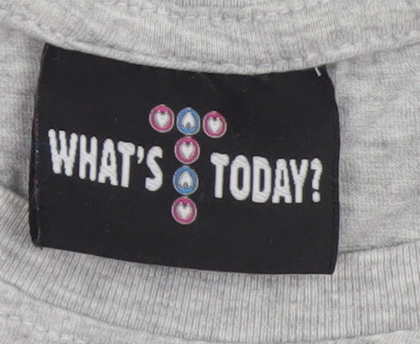Girls UK Size S What’s Today? Grey Basic T-Shirt