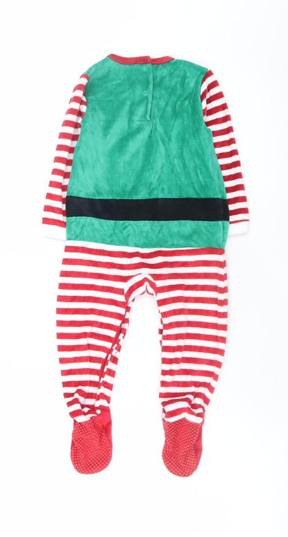 Primark Girls Green Elf Christmas Velour One Piece Pyjamas 18 Months