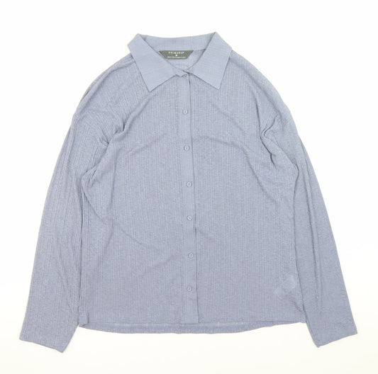 Womens UK Size M Primark Blue Basic Button-Up