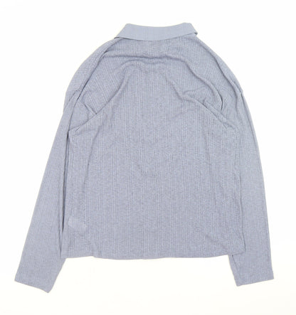 Womens UK Size M Primark Blue Basic Button-Up