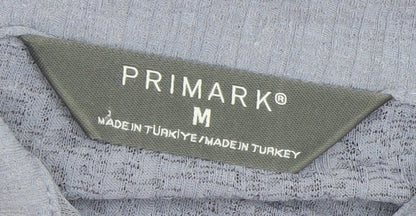Womens UK Size M Primark Blue Basic Button-Up