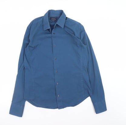 Mens UK Collar Size L Zara Man Smart Blue  Dress Shirt