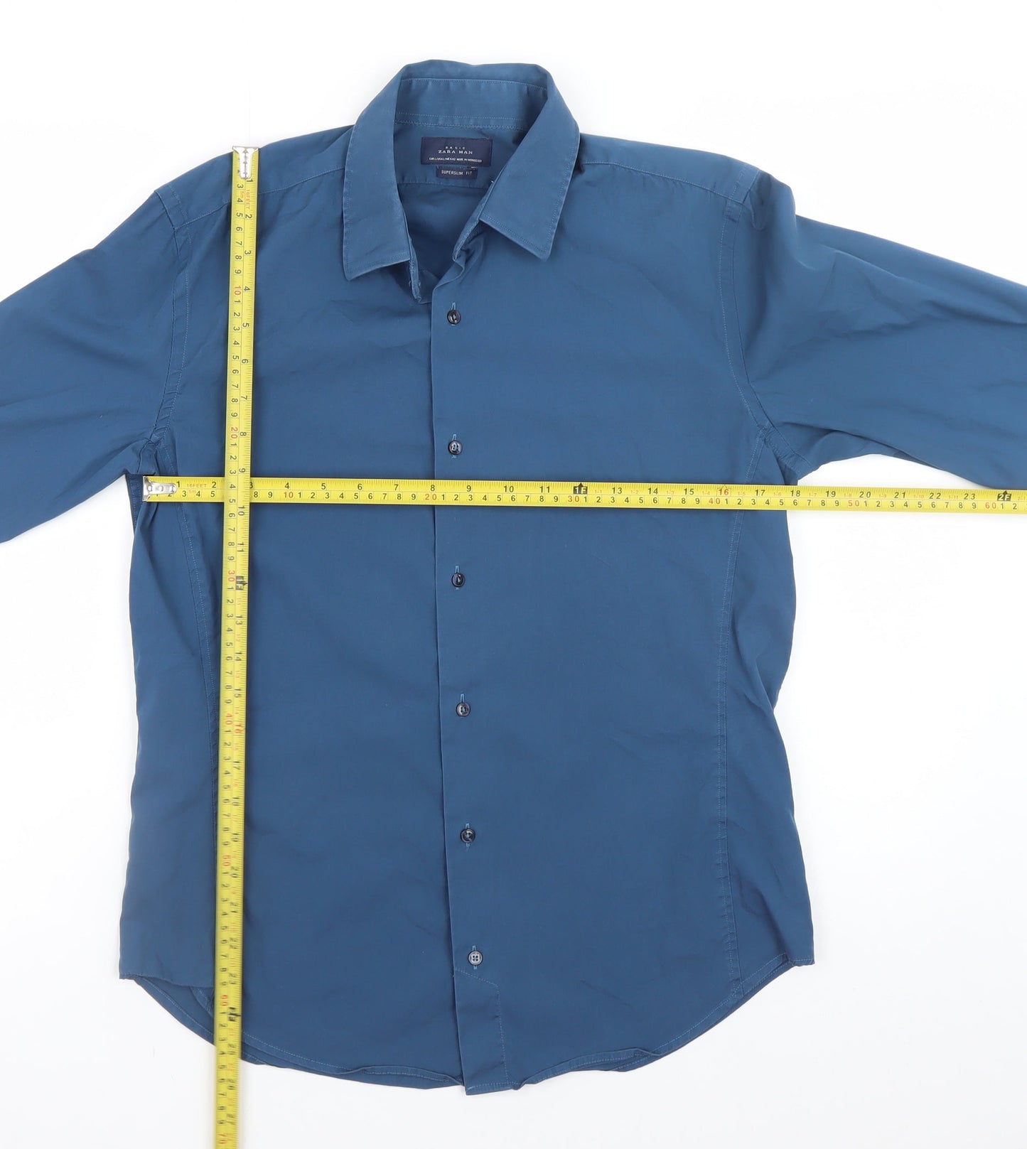 Mens UK Collar Size L Zara Man Smart Blue  Dress Shirt