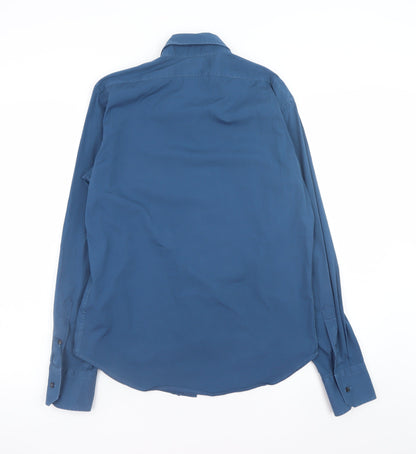 Mens UK Collar Size L Zara Man Smart Blue  Dress Shirt