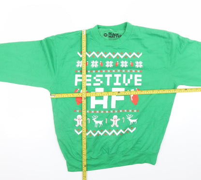 Mens UK Size M Black Matter Green Pullover Sweatshirt