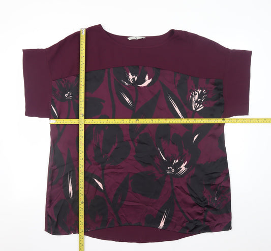 Tu Women's Purple Floral Short Sleeve Blouse Size 22