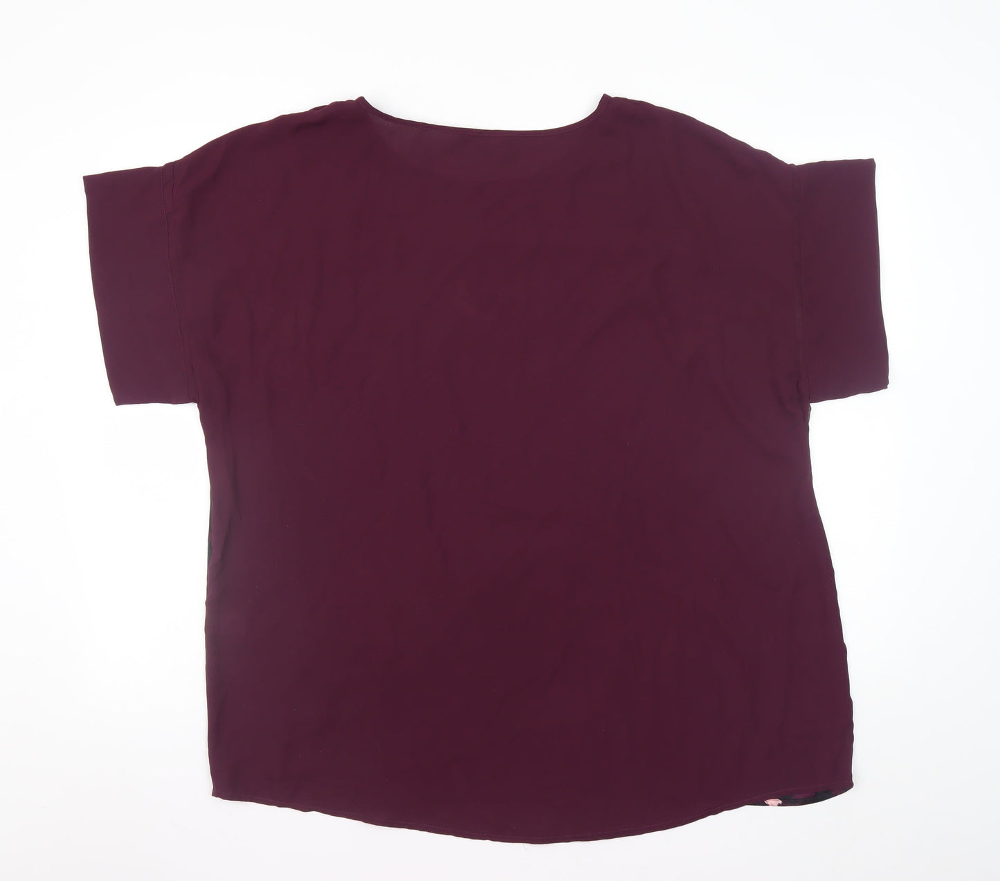 Tu Women's Purple Floral Short Sleeve Blouse Size 22