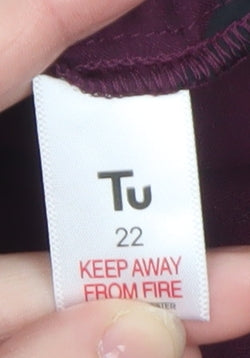 Tu Women's Purple Floral Short Sleeve Blouse Size 22