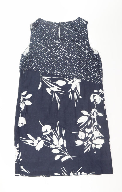 Punt Roma Women Blue Floral Polka Dot Shift Dress Size 16