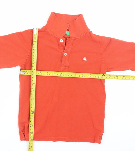 Boys UK Size 4-5 Years United Colors of Benetton Orange Basic Polo