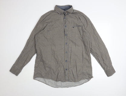 Casa Moda Men's Blue Geometric Long Sleeve Button-Up Shirt XL