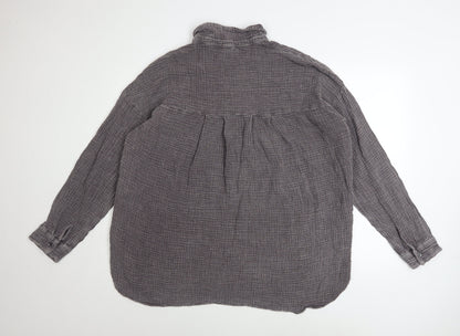 FB Sister Womens Grey Cotton Button-Up Casual Shirt Size L