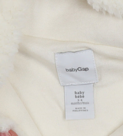 babyGap Unisex Ivory Fleece Hooded Button Coat 3-6 Months