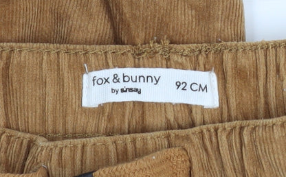 Boys UK Size 2-3 Years Fox & Bunny by Sinsay Regular Fit Chino Brown Trousers