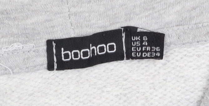 Womens UK Size 8 Boohoo Grey Pullover Hoodie