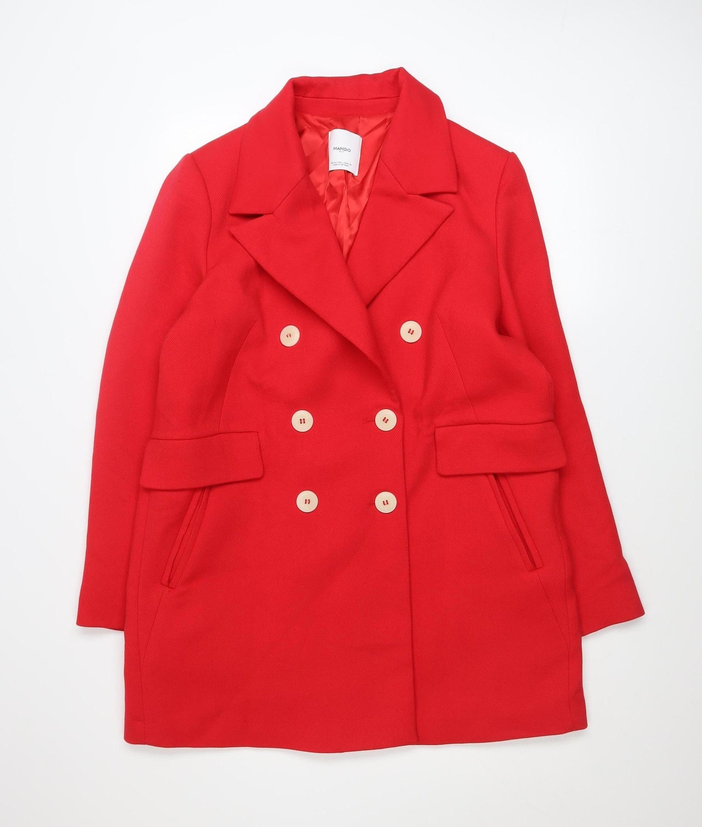Womens UK Size 16 Mango Red Pea Coat