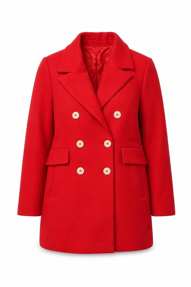 Womens UK Size 16 Mango Red Pea Coat