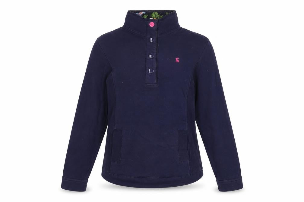 Womens UK Size 10 Joules Blue Henley Sweatshirt
