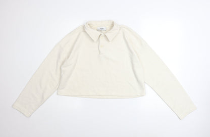 Womens UK Size M Pull & Bear Ivory Henley Sweatshirt