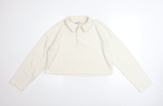 Womens UK Size M Pull & Bear Ivory Henley Sweatshirt