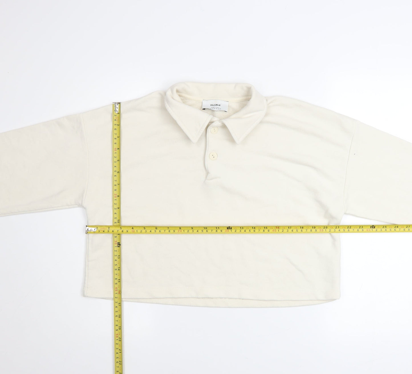 Womens UK Size M Pull & Bear Ivory Henley Sweatshirt